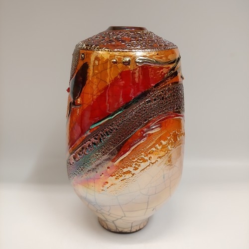 #221181 Raku Vase 3xFired 9.75x5 $42 at Hunter Wolff Gallery